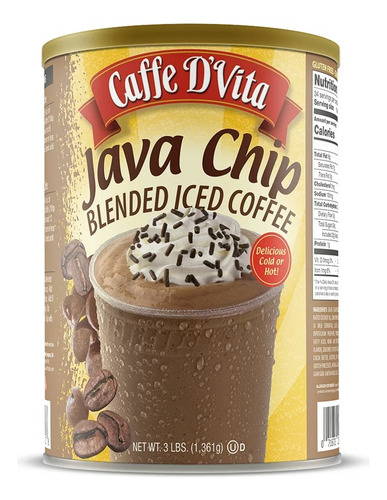 Caffe D'vita Java Chip Blended Iced Coffee Café Polvo Import