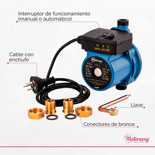 Imagen 6 de 12 de Bomba Presurizadora Motorarg Tip1 120 Watts