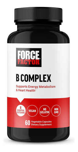 Force Factor Complejo Vitamina B Apoyo Energía Salud Cardíac Sabor Sin Sabor