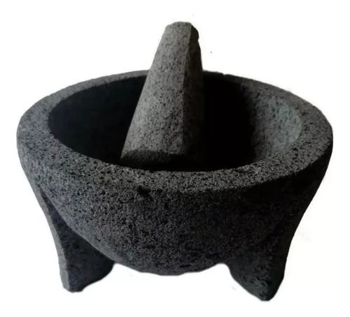 Molcajete Artesanal Piedra Volcánica 8 Pulgadas 