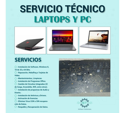 Imagen 1 de 1 de Servicio Técnico Reparación Laptops Computadoras Pc