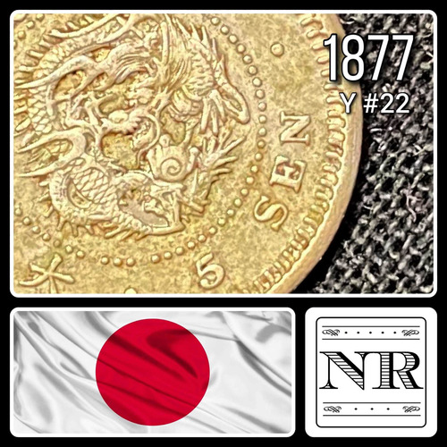 Japón - 5 Sen - Año 1877 (10) - Y #22 - Meiji - Plata .800