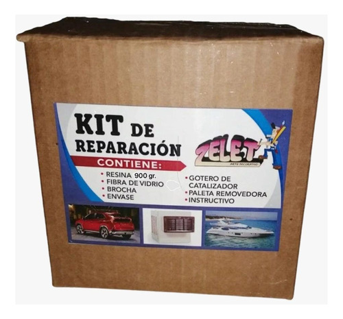 Kit De Fibra De Vidrio Y Resina Poliester / Kit Reparador Se