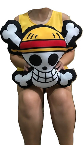 Imagem 3 de 4 de Almofada 3d Caveira One Piece Mugiwara Piratas Chapéu Palha