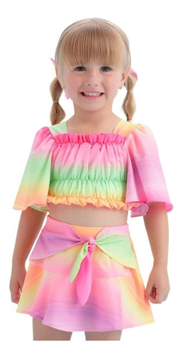 Conjunto Infantil Rosa Tie Dye Mon Sucré Flower Fresh 21166