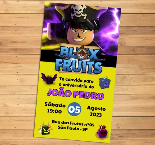 Convite Digital de Aniversário Blox Fruits para Whatsapp