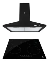 Comprar Combo Parrilla Inducción 4 Quemadores Y Campana Negra 60 Cm