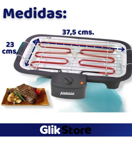 Parrilla Eléctrica Gril Portatil Balcon Regulado Temperatura Negro