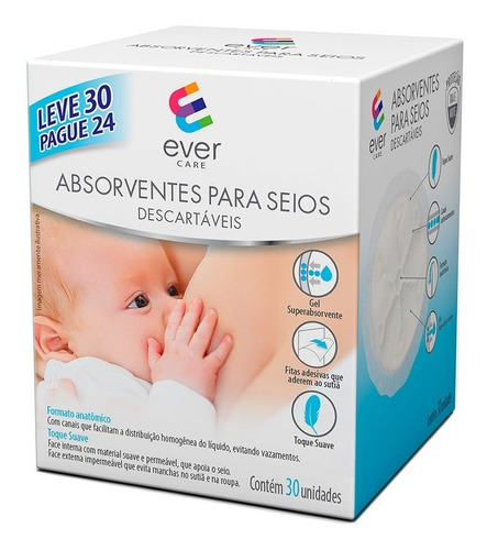 Absorvente Para Seios Ever Care 30 Unidades