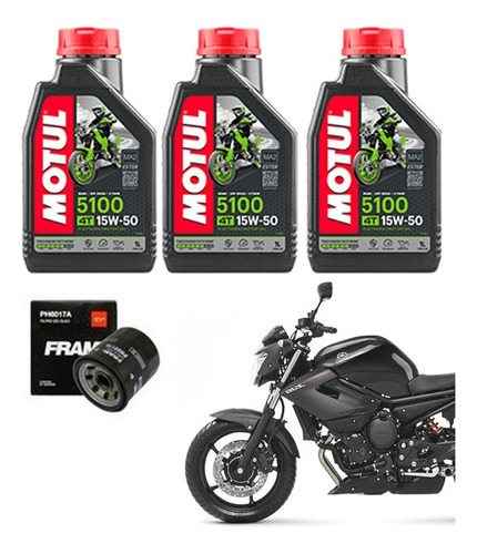 Kit Troca De Óleo 3lts Motul Xj6 2010 Á 2015 + Filtro