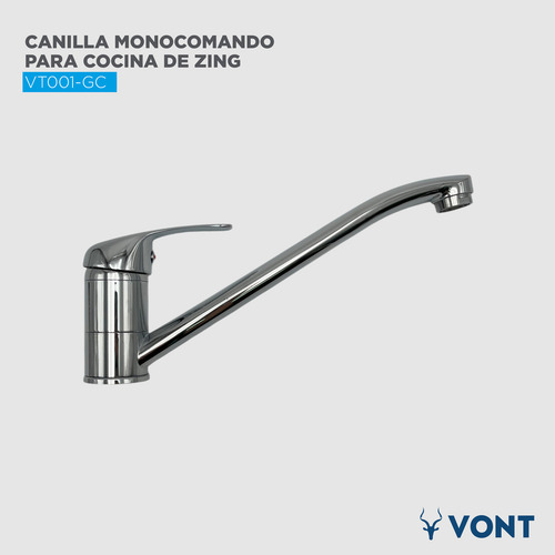 Griferia canilla cromada cocina metal avatorio Vont Vt001 acabado brillante plateado