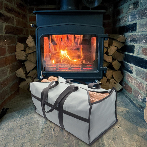 Portador De Leña Para Chimenea, Bolsa Para Troncos De Gris
