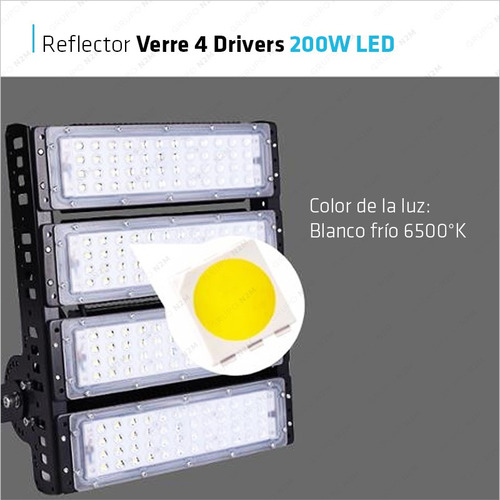 180° Iluminación Verre 200 W 220V Negro Blanco frío