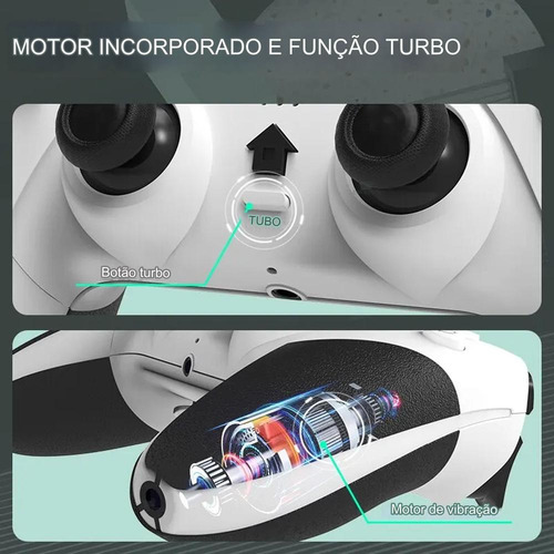 Joystick Sem Fio Data Frog T-29 Para Ps4 Pc Tab Smartphone Cor Branco