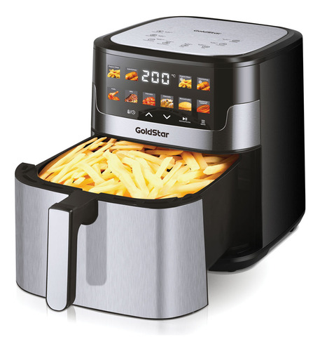 Freidora De Aire Electrica Goldstar GDAF-9500 9.5 Litros Panel de Control TOUCH Display DIGITAL COLOR 10 Programas de Coccion 1800w