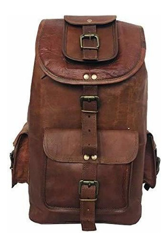 Mochila De Piel Autentica Estilo Vintage Hecha A Mano Estilo