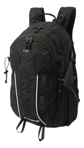 Mochila Tactica Camping Viaje T-Go EM200 con Funda Para Lluvia Color Negro Diseño De La Tela Liso 38 L