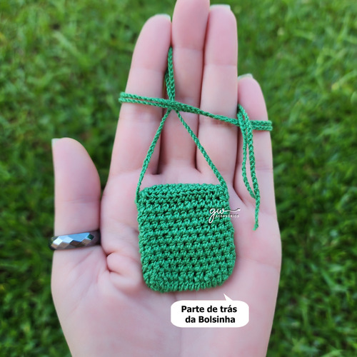 Colar Bolsinha Patuá Em Crochê - Cor Verde Trevo Verde Trevo