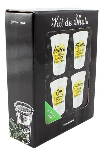 Drink Kit Shot C/ 4 Pçs 60ml Soluçoes Liquidas Zona Criativa