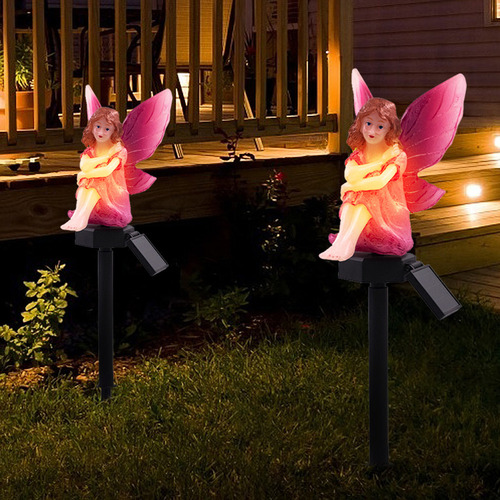 Lámpara Led Solar Con Forma De Flor, Hada, Césped, Estaca, J