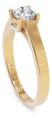 Anel De Noivado Solitário Ouro 18k Com Moissanite 50 Pontos