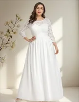 Comprar Vestido Longo Plus Size Noiva Festa 57 Renda Casamento Civil