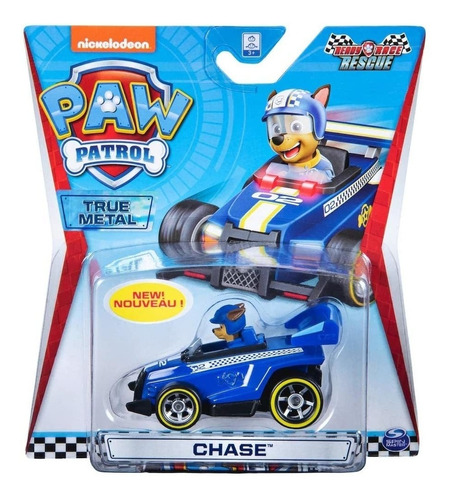 Vehiculo Pawpatrol Chase Ready Race Rescue Metal. Cachavacha Color Azul