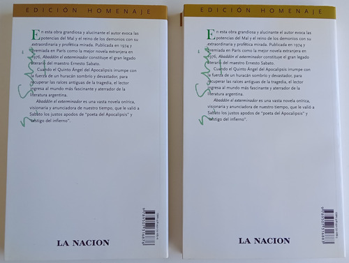 Abaddón Exterminador Ernesto Sabato Novela La Nación Libro (Usado)