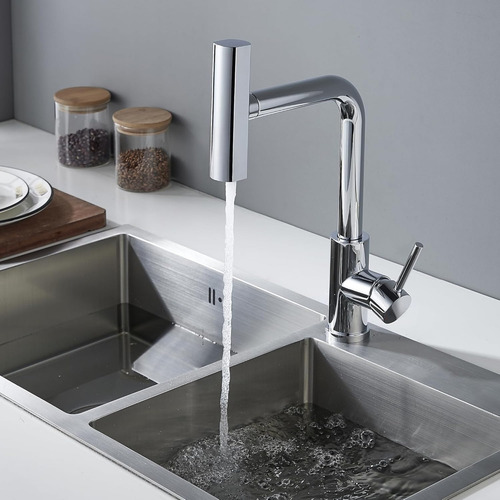Grifo Multifuncional Extraíble Con Mezcla Y Giro 360° Plateado-c Brillante