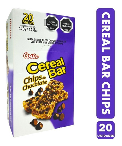 Barra Cereal Bar Costa Chips Chocolate 20 Unidades 21 Gr