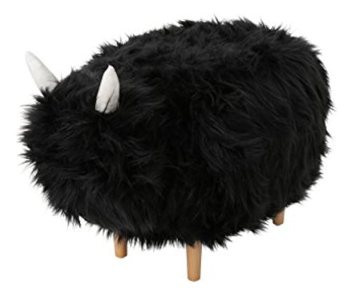 Christopher Knight Home Kamla Furry Yak Otomano, Negro, Acab