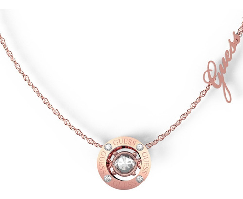 Collar Para Mujer Guess Solitaire Color Oro Rosado