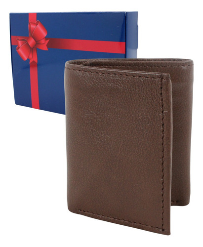 Cartera Triple Premium Hombre Cierre Interno Piel Genuina Chocolate