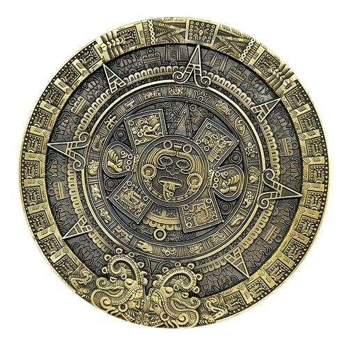 Imagen 4 de 11 de 80mm Dia Maya Azteca Verde Bronce Moneda Medallón Arte