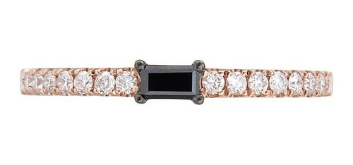 Anillo Diamantes Fancy Black Talla Brillante Oro Rosa 18k.