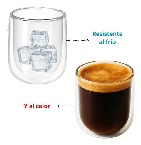 8 Pzas Juego De Vasos Vidrio Doble Pared Capacidad 350 Ml