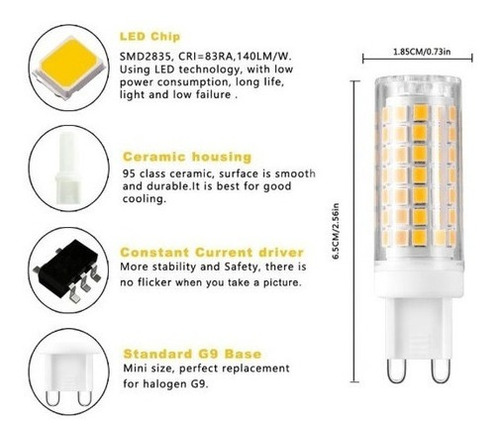 Imagem 3 de 9 de Kit 3 Lâmpadas Led G9 6w Aceita Dimmer