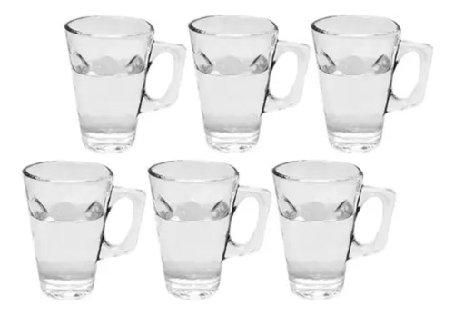 Conjunto Canecas De Vidro Cappuccino Caspian 210ml 6 Peças Transparente Caspian