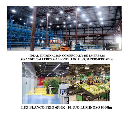 Imagen 3 de 10 de Pack X4 Lampara Led Alta Potencia 100w Galponera E40 Fria