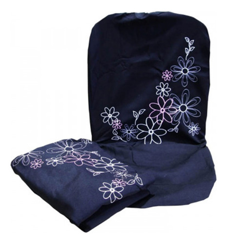 Cubre Asiento 8 Piezas Negro Con Flores