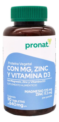 Proteina Vegetal Magnesio Zinc Vitamina D3 90 Tab Sabor Neutro