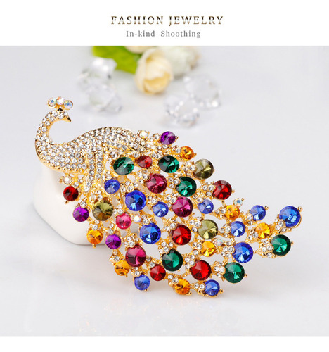 Ay Broche En Forma Pavo Real Con Diamantes De Imitación