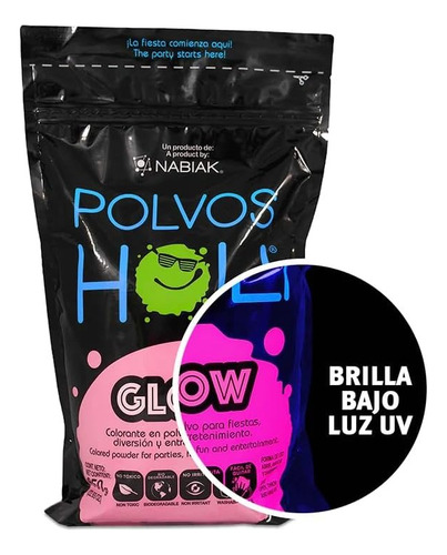 Polvo Holi Glow Fiestas Neon Luz Negra 5 Colores Surtidos