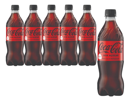 Coca-cola Sem Açúcar Pet 600ml - Pack Com 6 Unidades.