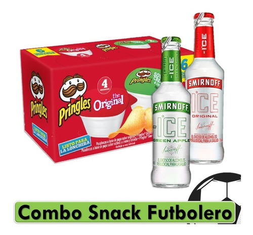 Combo Snack Futbolero Papá Papas Pringles + Smirnoff