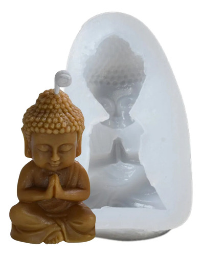 Molde Silicona Buda Sentado Para Vela Resina Yeso Color Mano Blanco