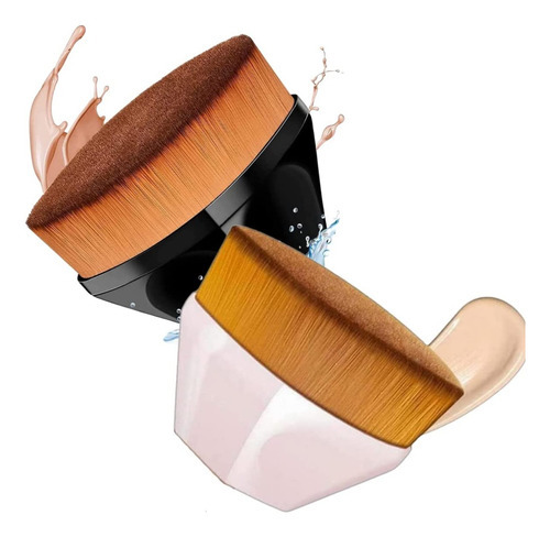 Brocha Facial Kabuki Plana Maquillaje Base Corrector Polvo Tipo De Piel Color Lila