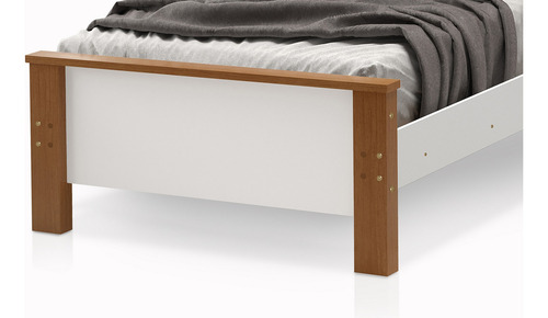 Cama Solteiro Mila Tradicional Com Colchão - Sonho Da Mamãe Cor Branco Com Mel