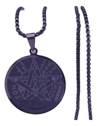 Collar Dije Pentagrama Tetragramaton Protección Acero Inox.