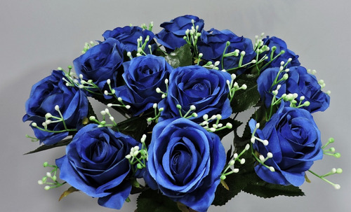 Buquê Rosas Azul Royal Galho 42 Cm C/ 12 Flores Artificiais | Parcelamento  sem juros